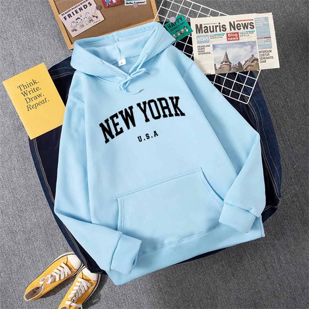 City Hoodies Fashion Letter Printed Graphic Sweatshirts Hooded Pullover - Xmaker